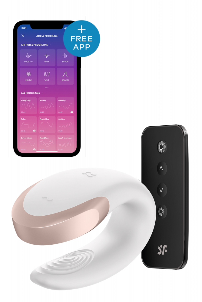 Вибратор для двоих "Satisfyer Double Love" на дистанционном управлении + приложение, белый 